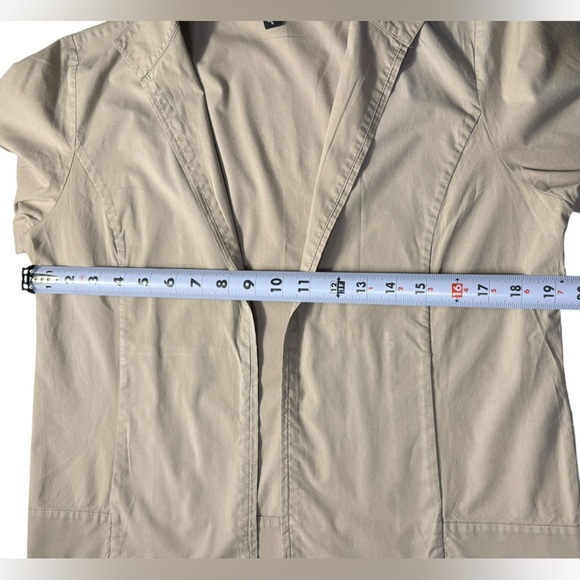 Eileen Fisher Open Front Notched Collar Khaki Blazer Jacket Size Small - Picture 8 of 11
